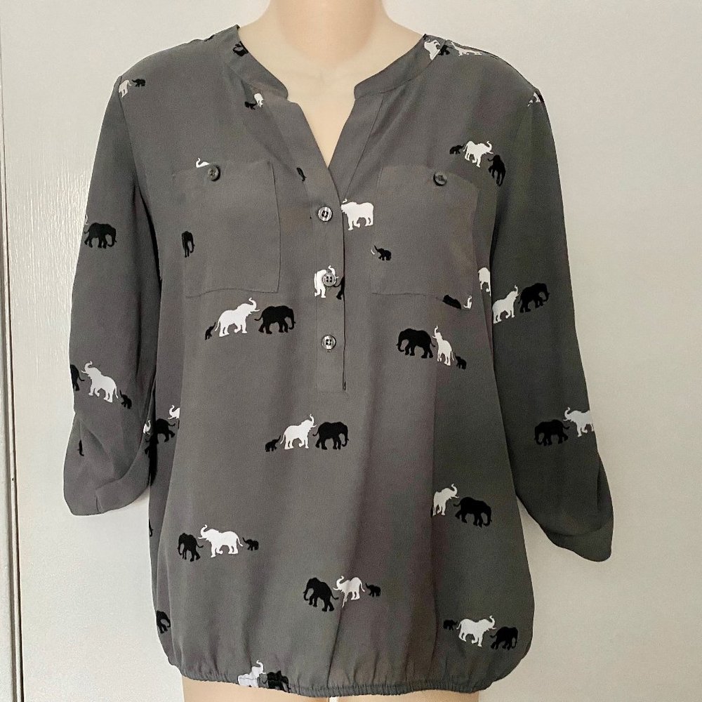 (6) Soho Jeans NY & Company Novelty All Over Lucky Elephants Print Rolle…